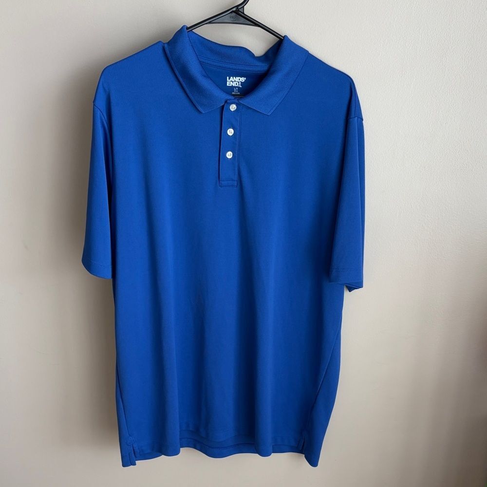 Lands End Men’s LT Large Tall polo golf shirt short sleeve royal blue polyester